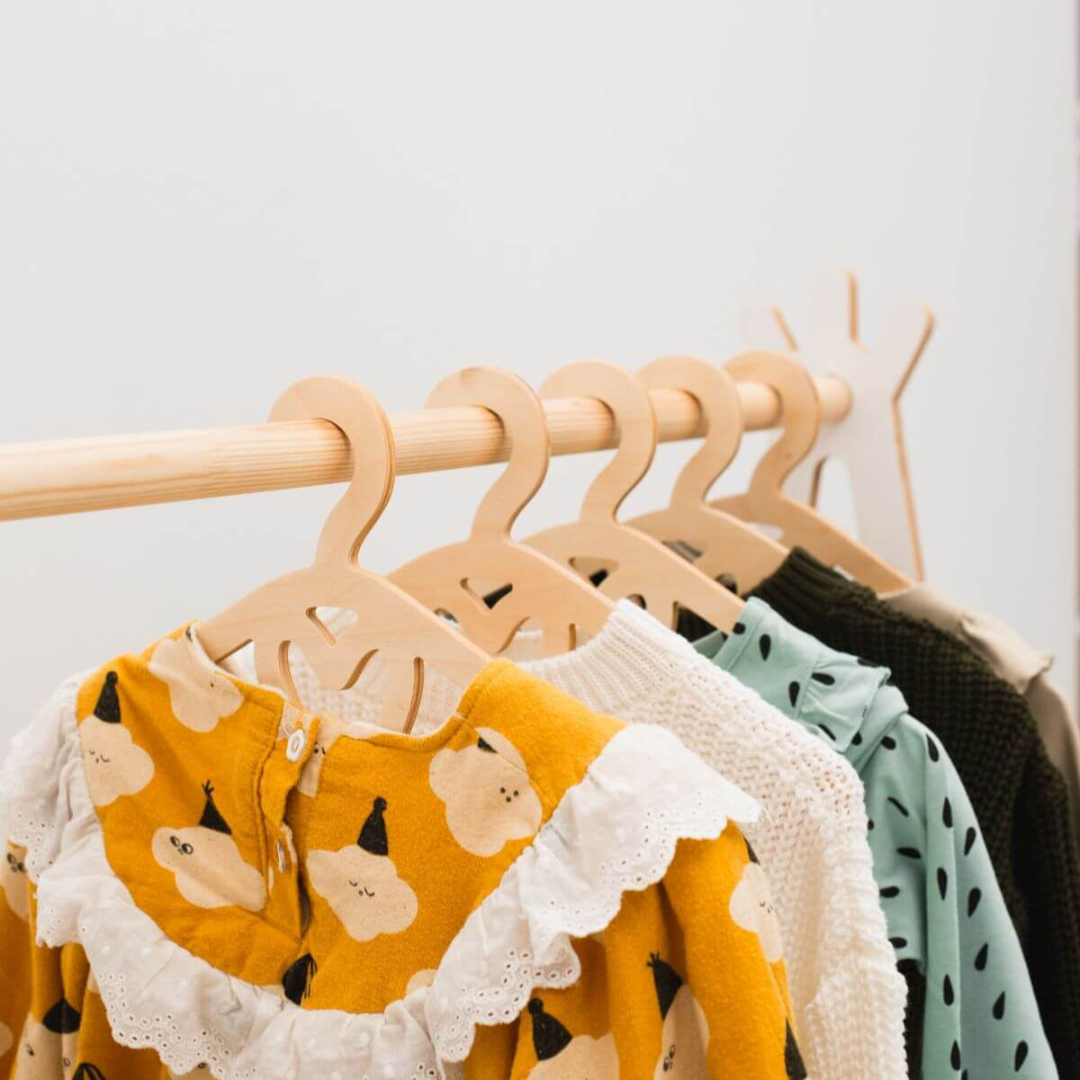 10-Pack Kids Wooden Hangers for Toddler Clothes