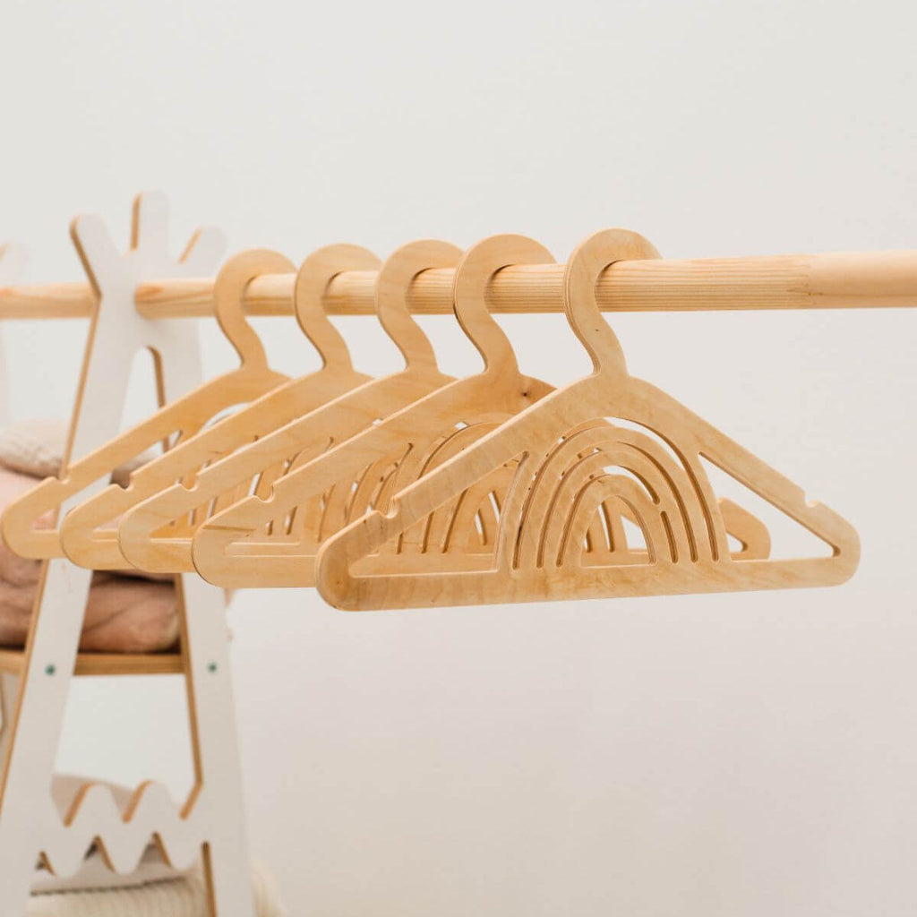 10-Pack Kids Wooden Hangers for Toddler Clothes
