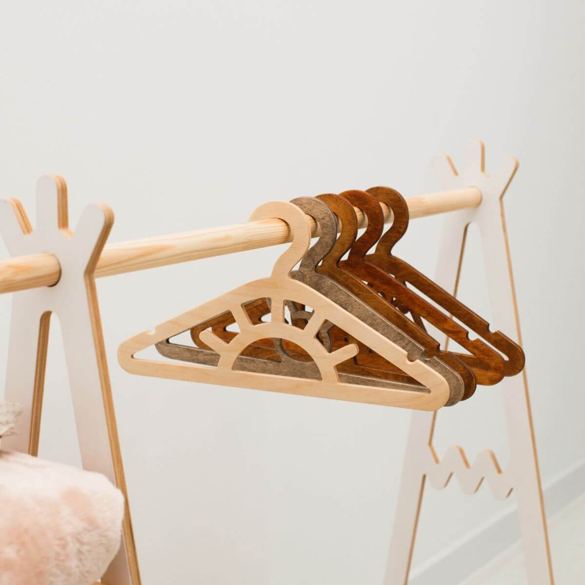 10-Pack Kids Wooden Hangers for Toddler Clothes
