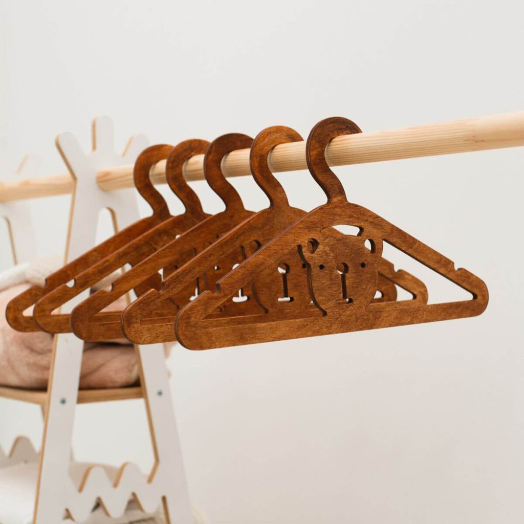 10-Pack Kids Wooden Hangers for Toddler Clothes