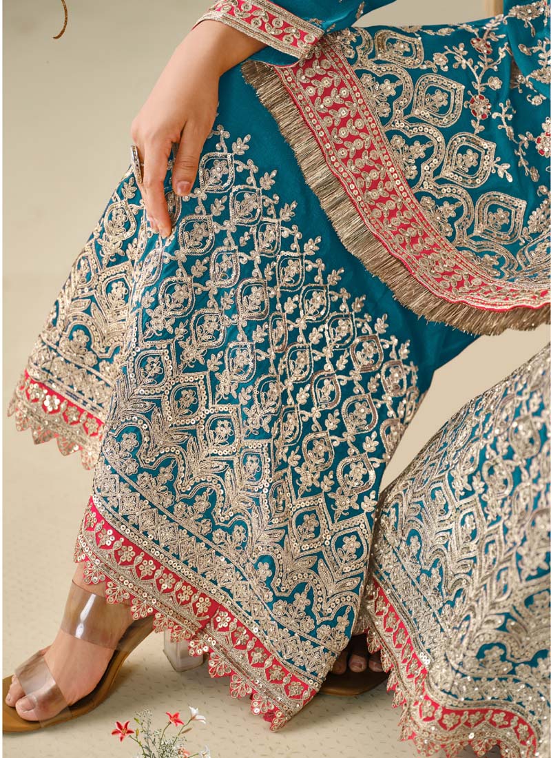 Rama Premium Chinon Embroidered Palazzo Suit Set