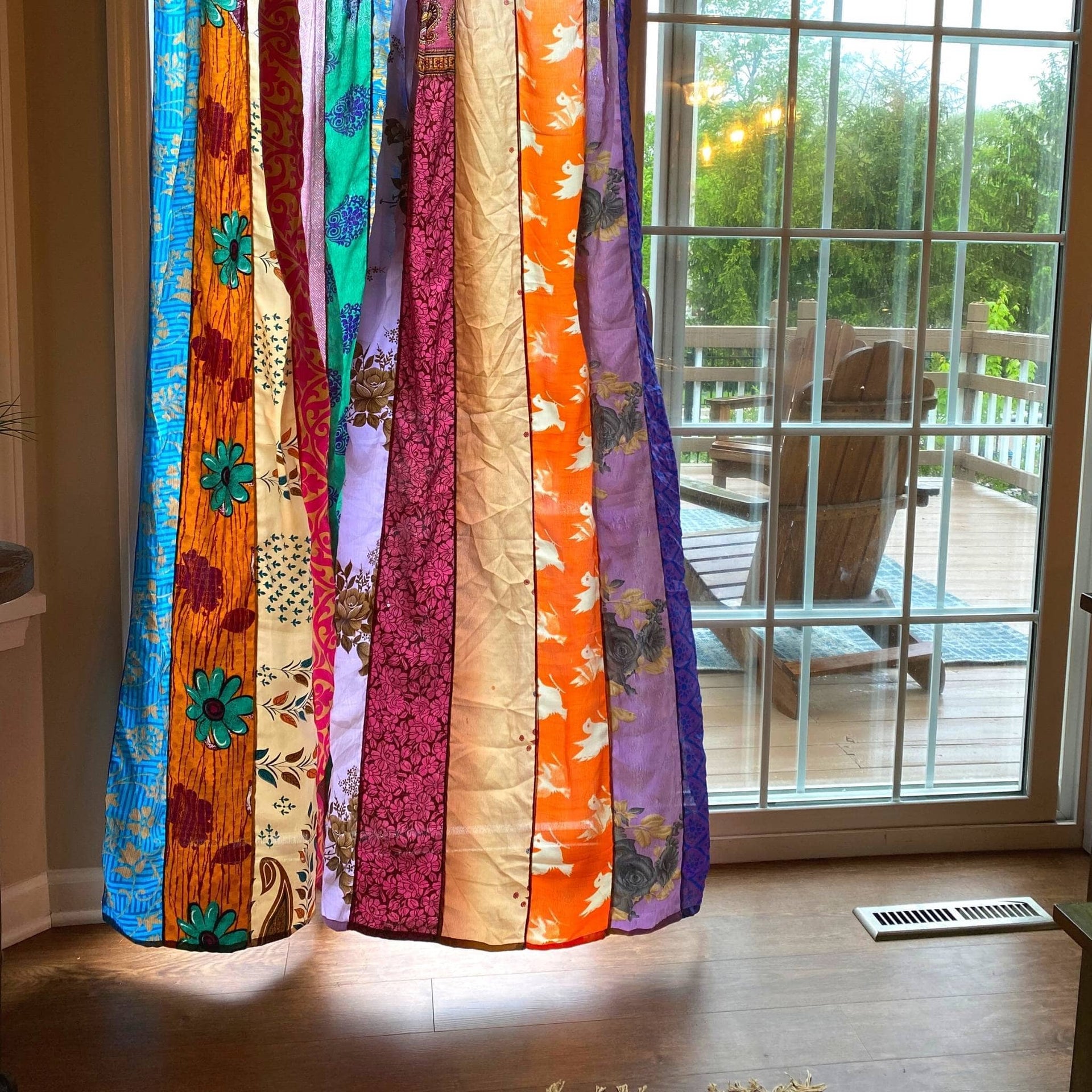 Rainbow Oasis Upcycled Sari Drapes - Vibrant Boho Home Decor