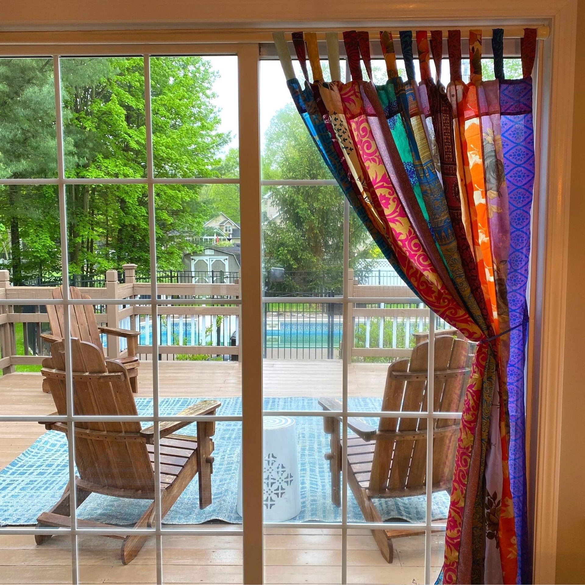 Rainbow Oasis Upcycled Sari Drapes - Vibrant Boho Home Decor