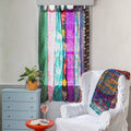 Rainbow Oasis Upcycled Sari Drapes - Vibrant Boho Home Decor