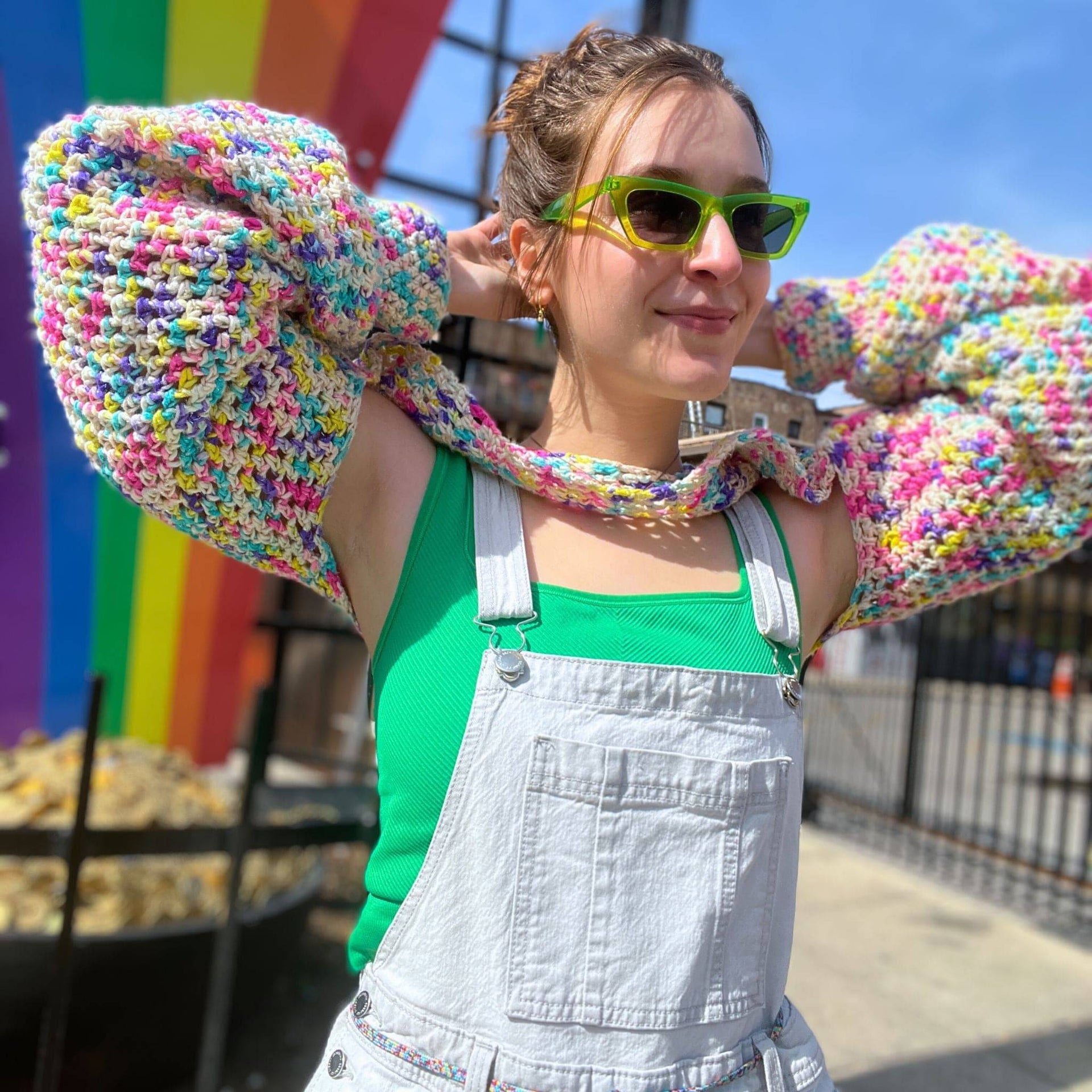 Rainbowlero Sleeves Crochet Pattern - Multicolor Bolero Cover-Up