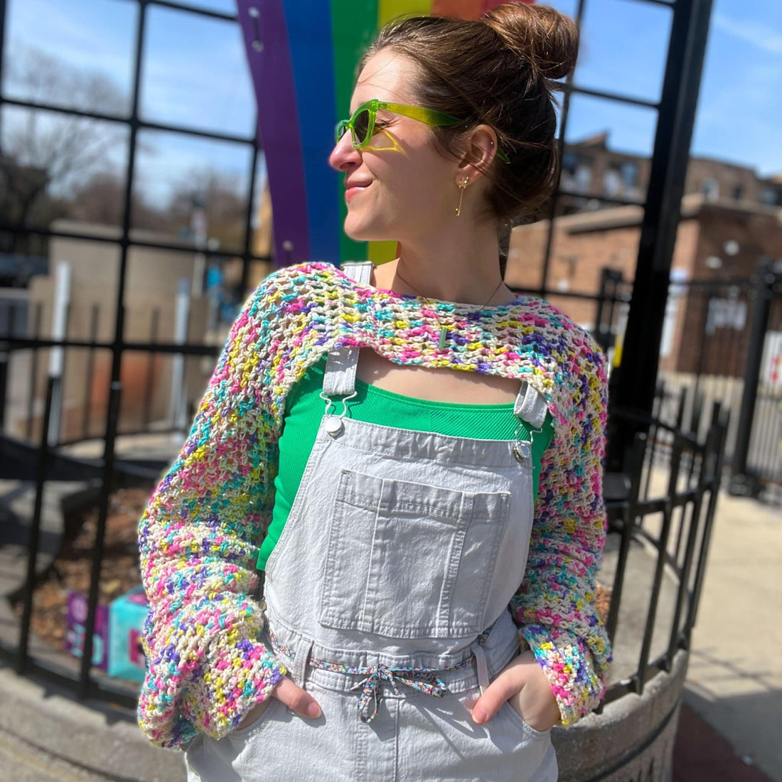Rainbowlero Sleeves Crochet Pattern - Multicolor Bolero Cover-Up