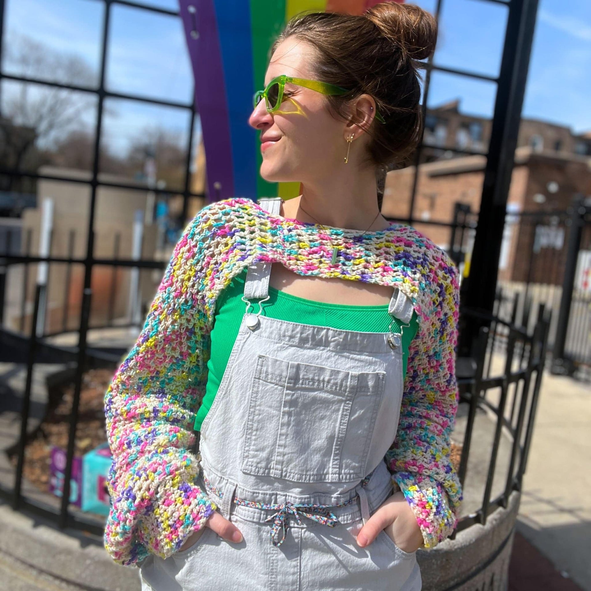 Rainbowlero Sleeves Crochet Pattern - Multicolor Bolero Cover-Up
