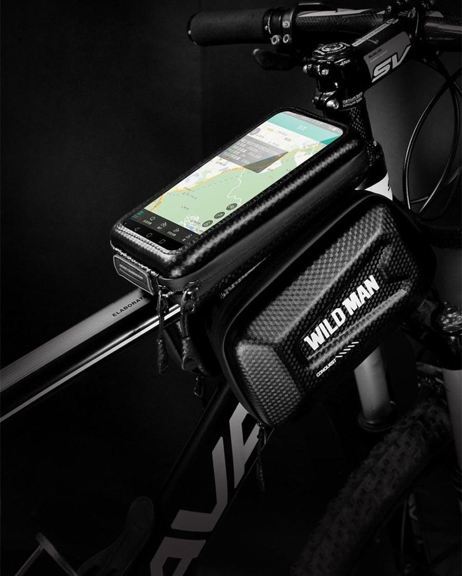 Rainproof Bicycle Top Tube Bag with Touchscreen Phone Mount