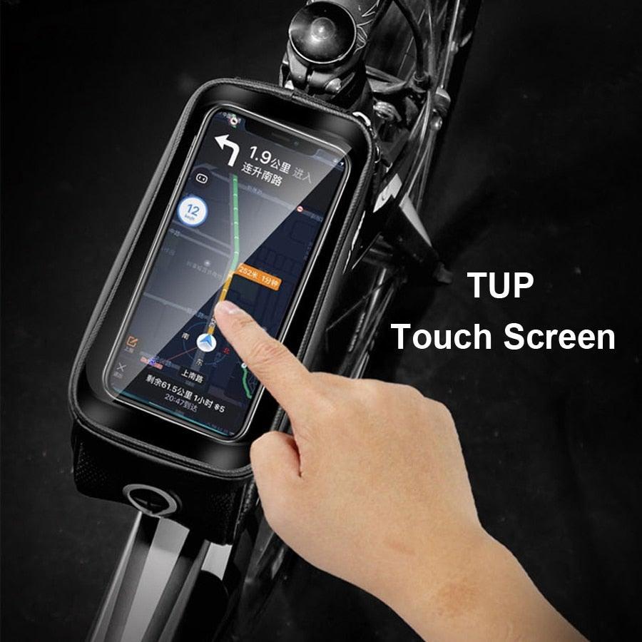 Rainproof Bicycle Top Tube Bag with Touchscreen Phone Mount