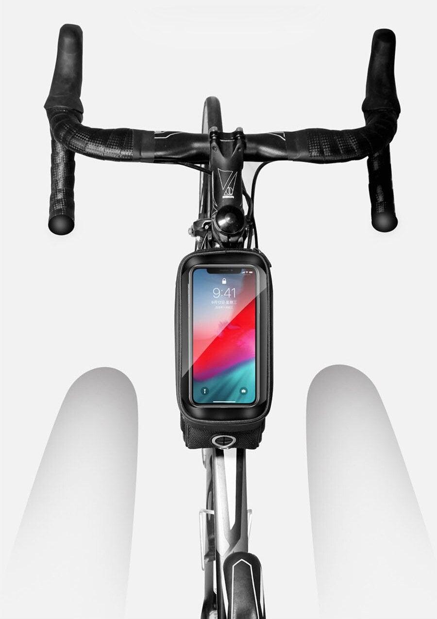 Rainproof Bicycle Top Tube Bag with Touchscreen Phone Mount