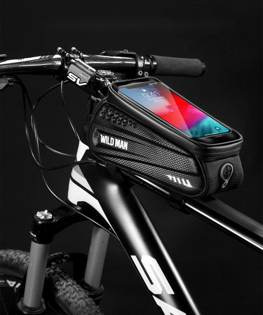 Rainproof Bicycle Top Tube Bag with Touchscreen Phone Mount