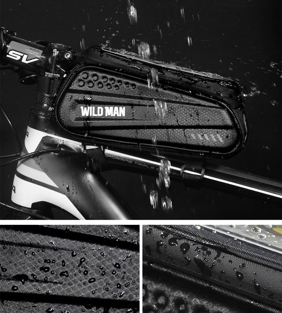Rainproof Bicycle Top Tube Bag with Touchscreen Phone Mount