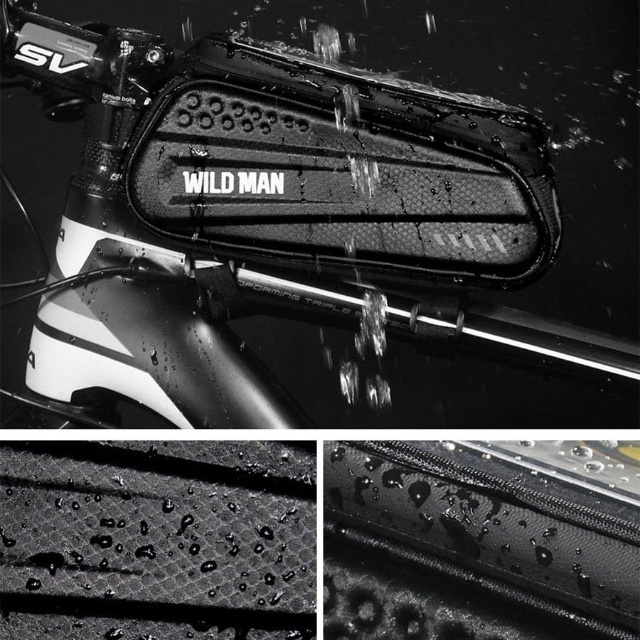 Rainproof Bicycle Top Tube Bag with Touchscreen Phone Mount