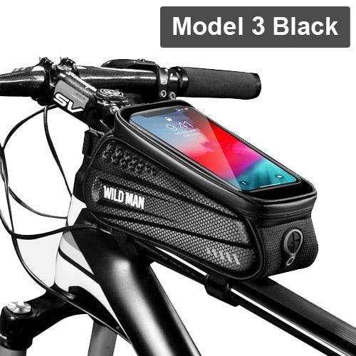 Rainproof Bicycle Top Tube Bag with Touchscreen Phone Mount