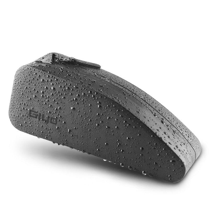Waterproof nylon front frame bicycle bag mounted on a bike top tube