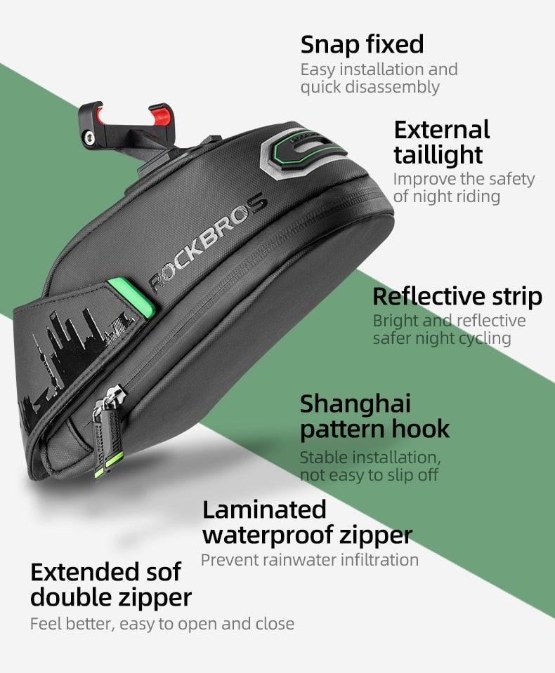 Rainproof Bike Seat Bag - Shockproof Cycling Storage Pouch