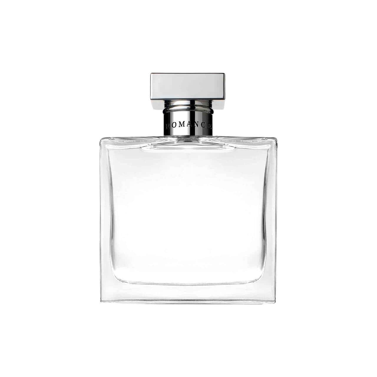 Minimalist Ralph Lauren Romance Eau de Parfum bottle with silver accents