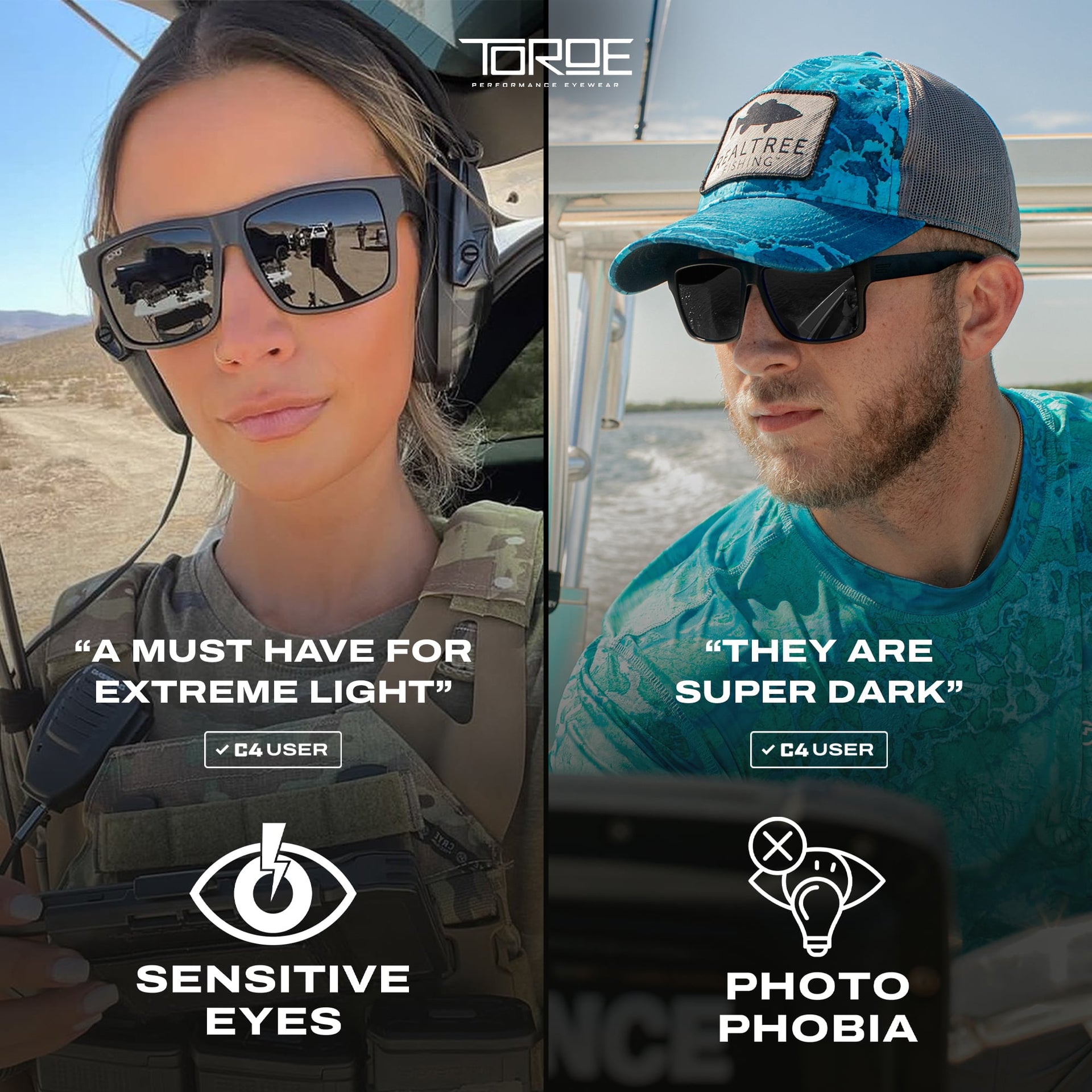 Extra Dark Polarized Sunglasses with Glossy Frame Finish