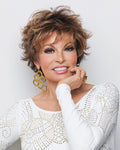 Short, barely waved synthetic wig in R61 Palest Pearl colorway for women