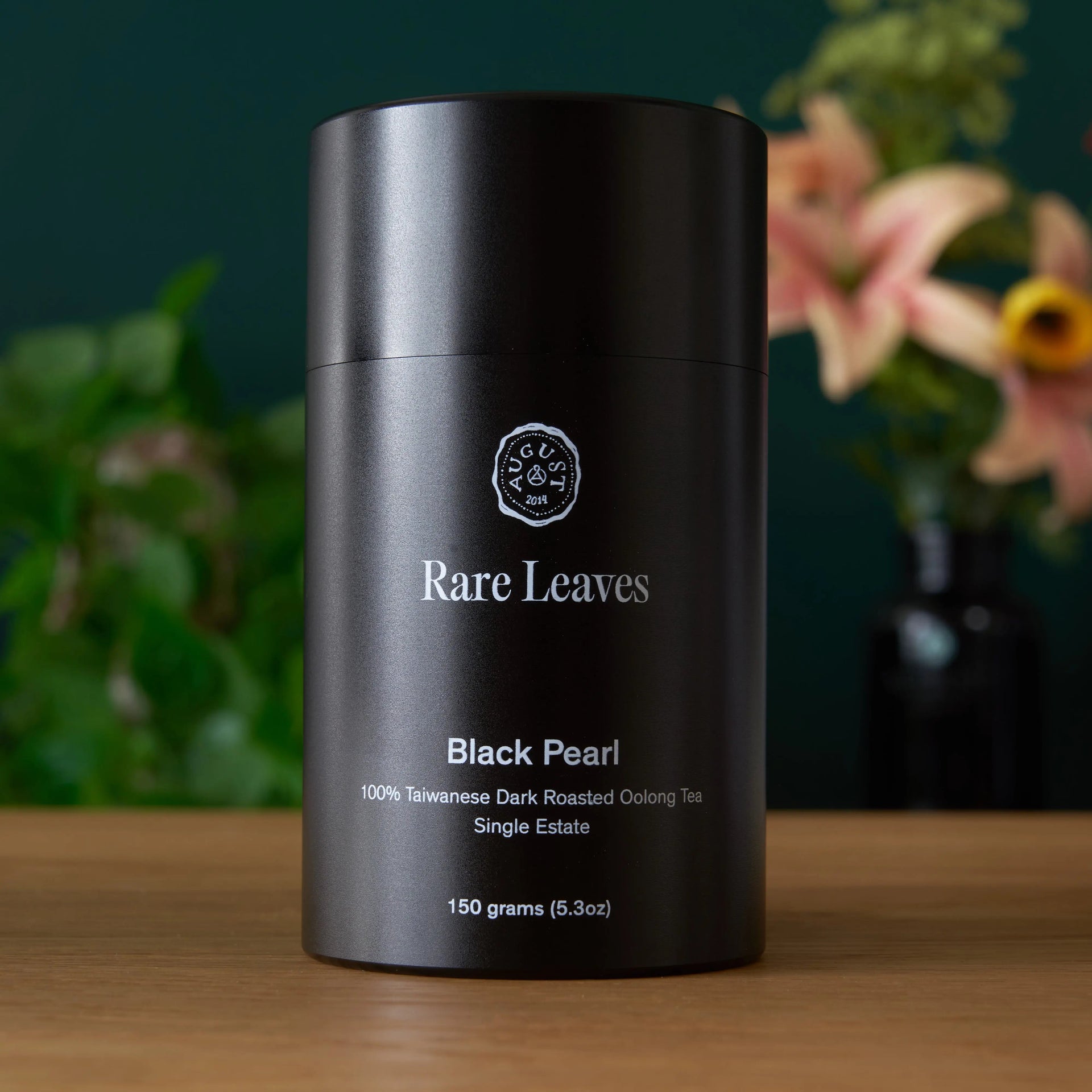 Close up of loose leaf Black Pearl charcoal roasted Taiwanese Oolong tea