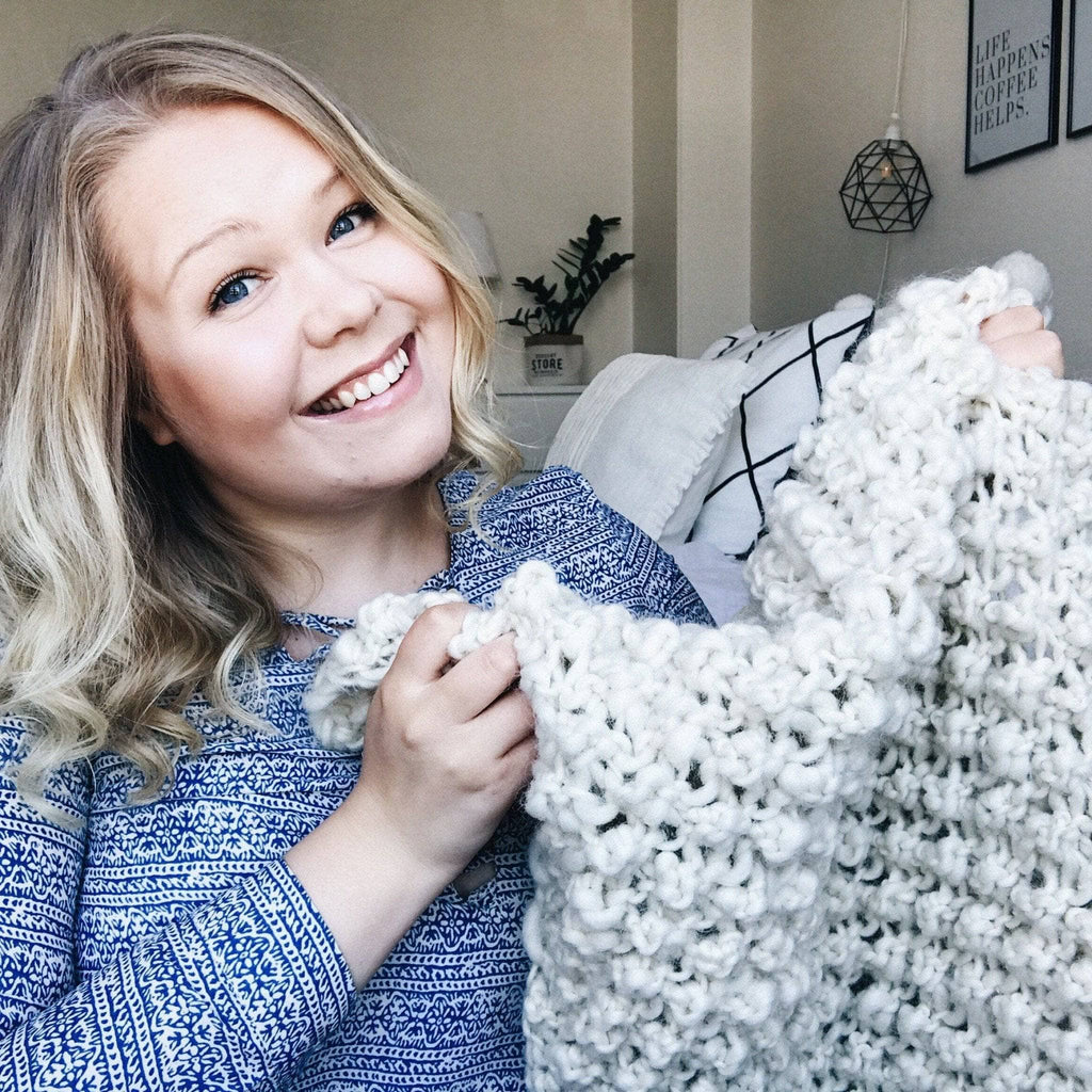 Raspberry Dreams Knit Baby Blanket Pattern - Cream Nursery Throw