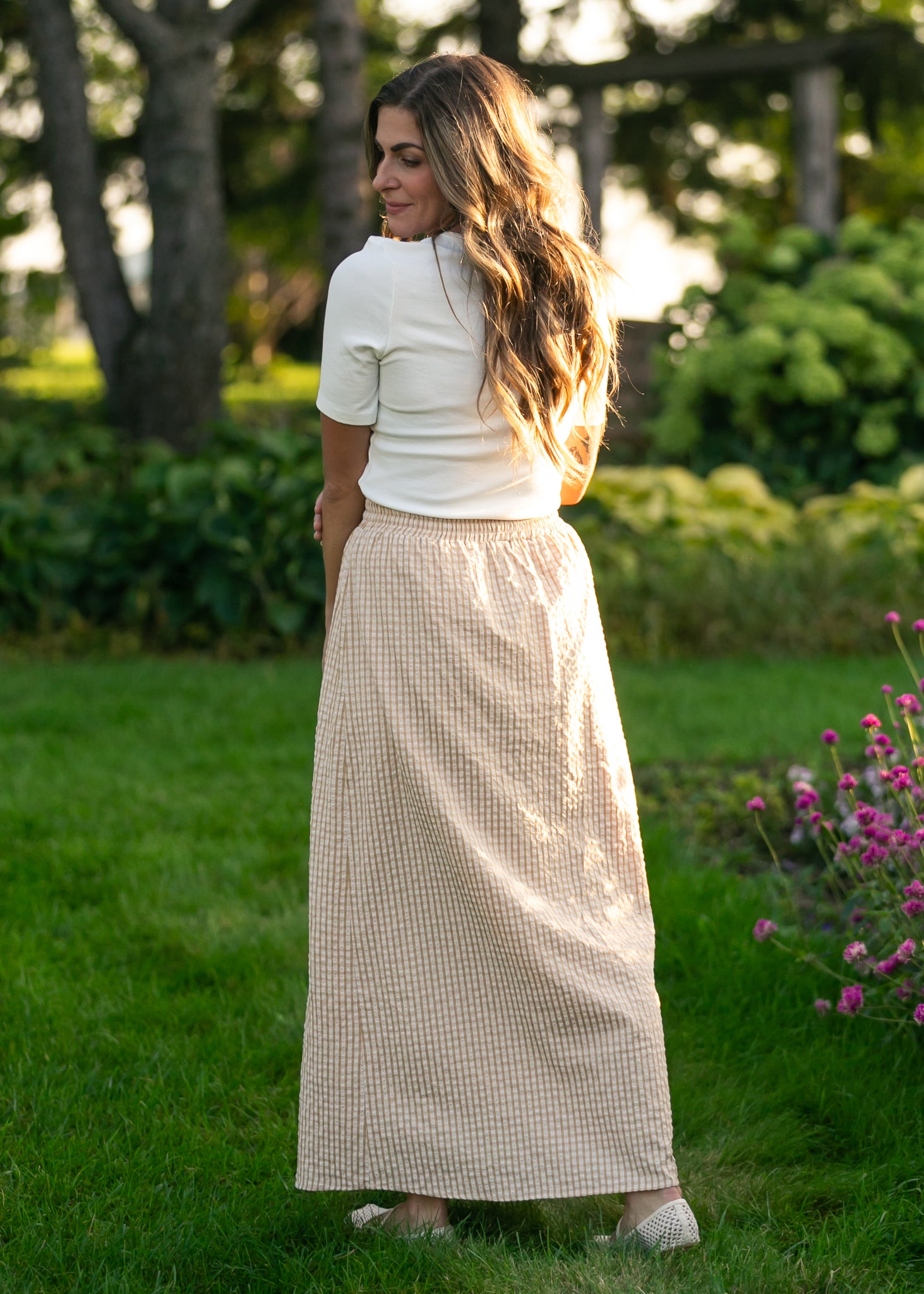 Rayne Modern Gingham Maxi Skirt | Cotton A-Line