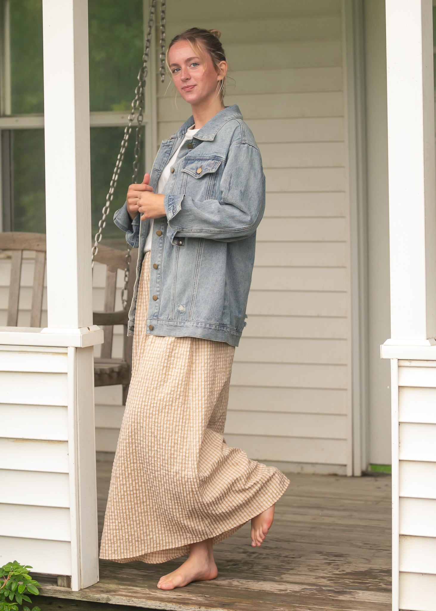 Rayne Modern Gingham Maxi Skirt | Cotton A-Line