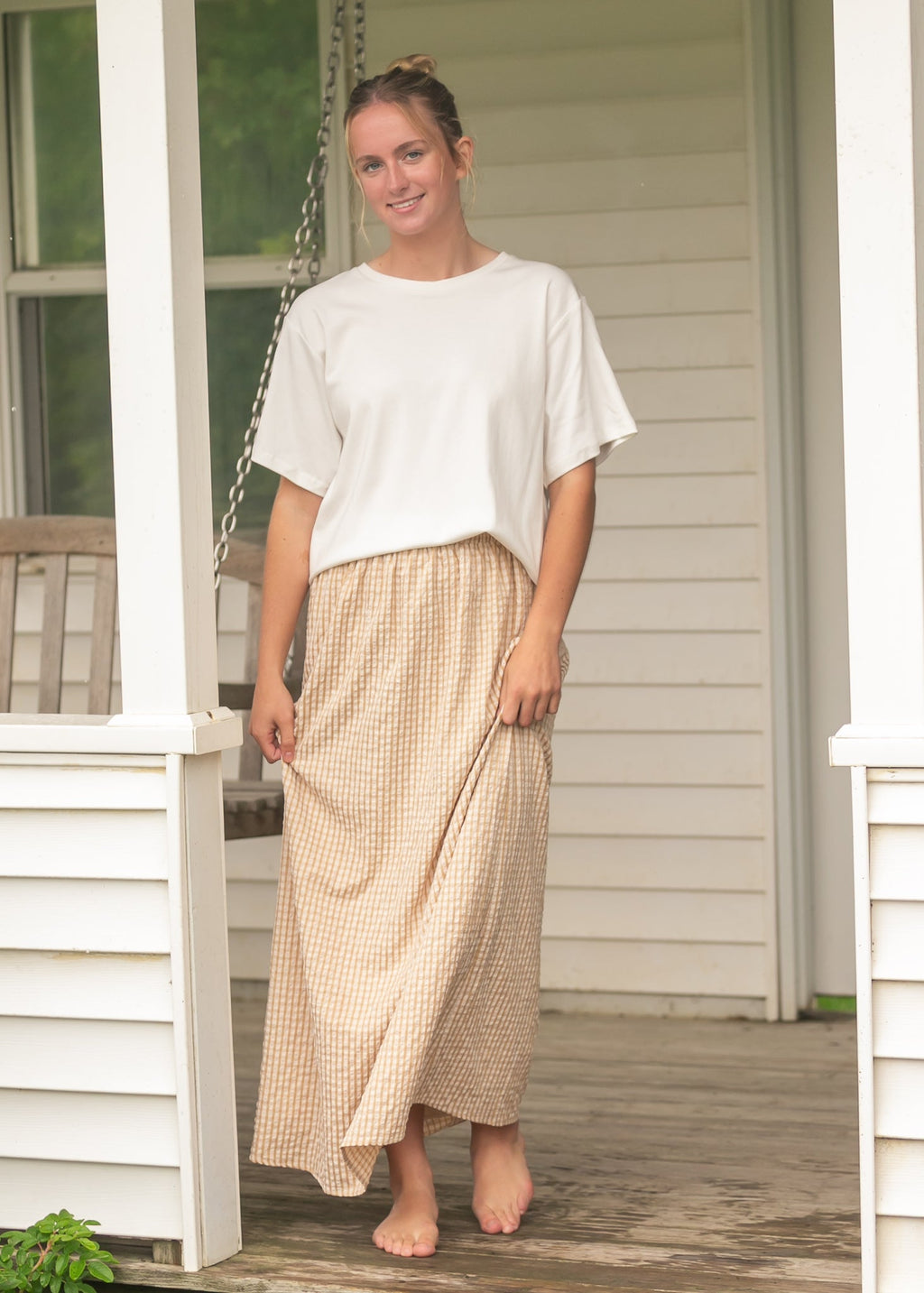 Rayne Modern Gingham Maxi Skirt | Cotton A-Line