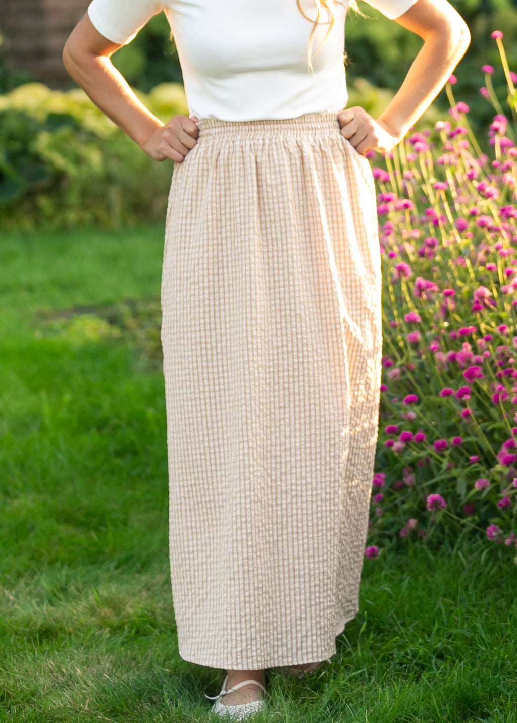 Rayne Modern Gingham Maxi Skirt | Cotton A-Line