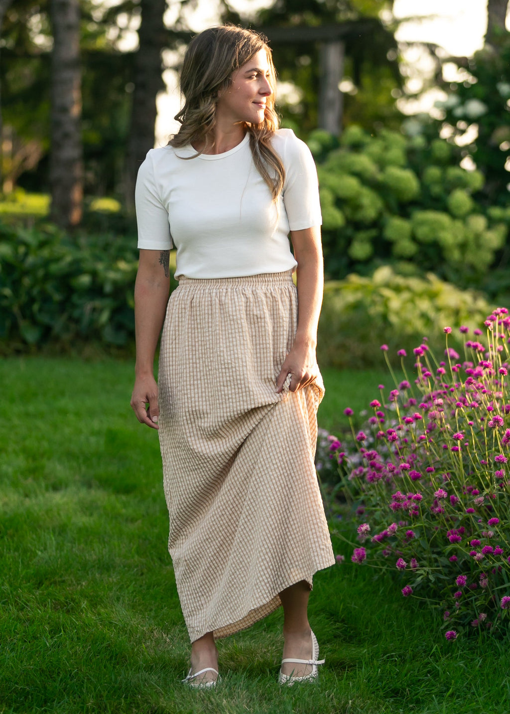 Rayne Modern Gingham Maxi Skirt | Cotton A-Line