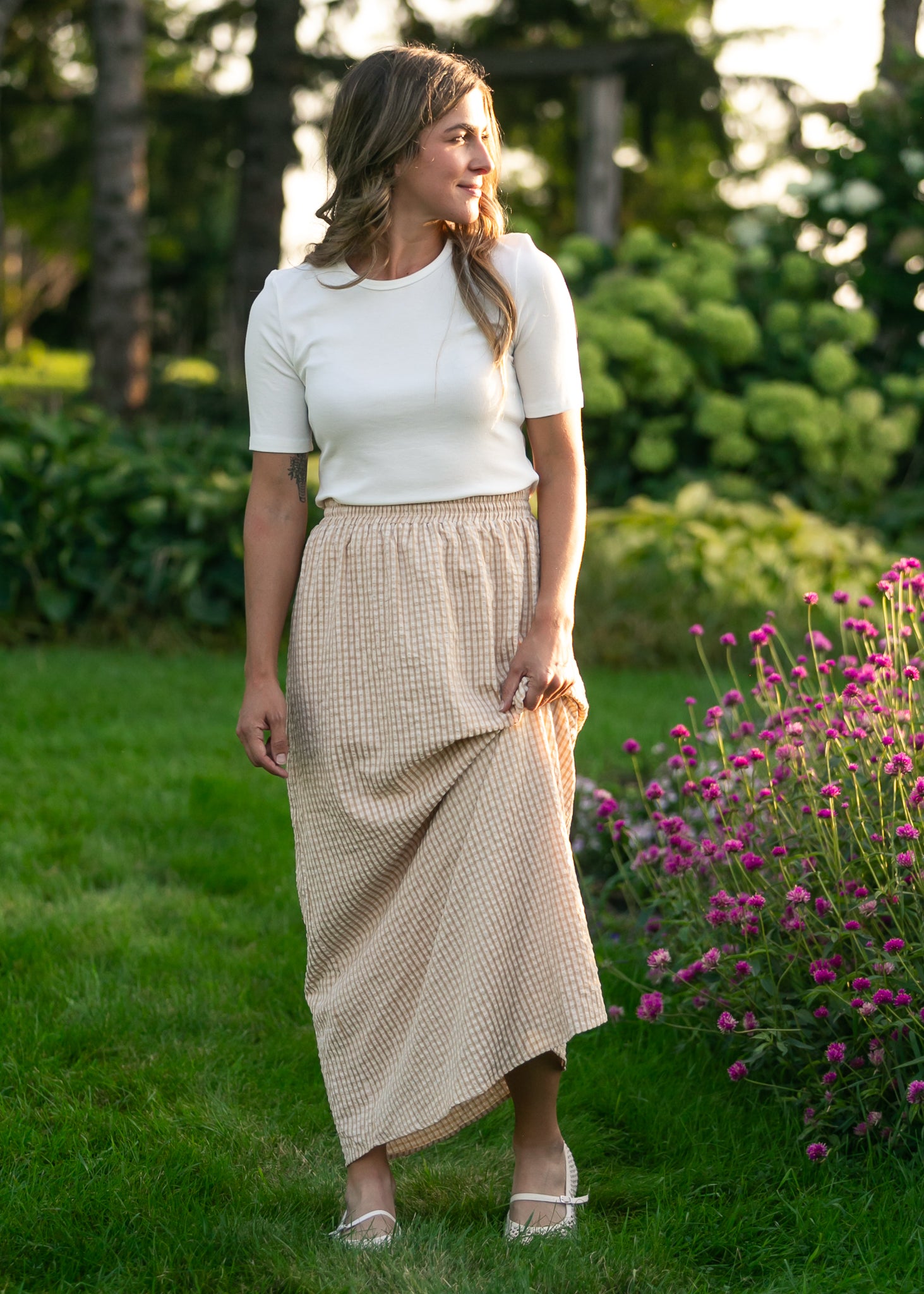 Rayne Modern Gingham Maxi Skirt | Cotton A-Line
