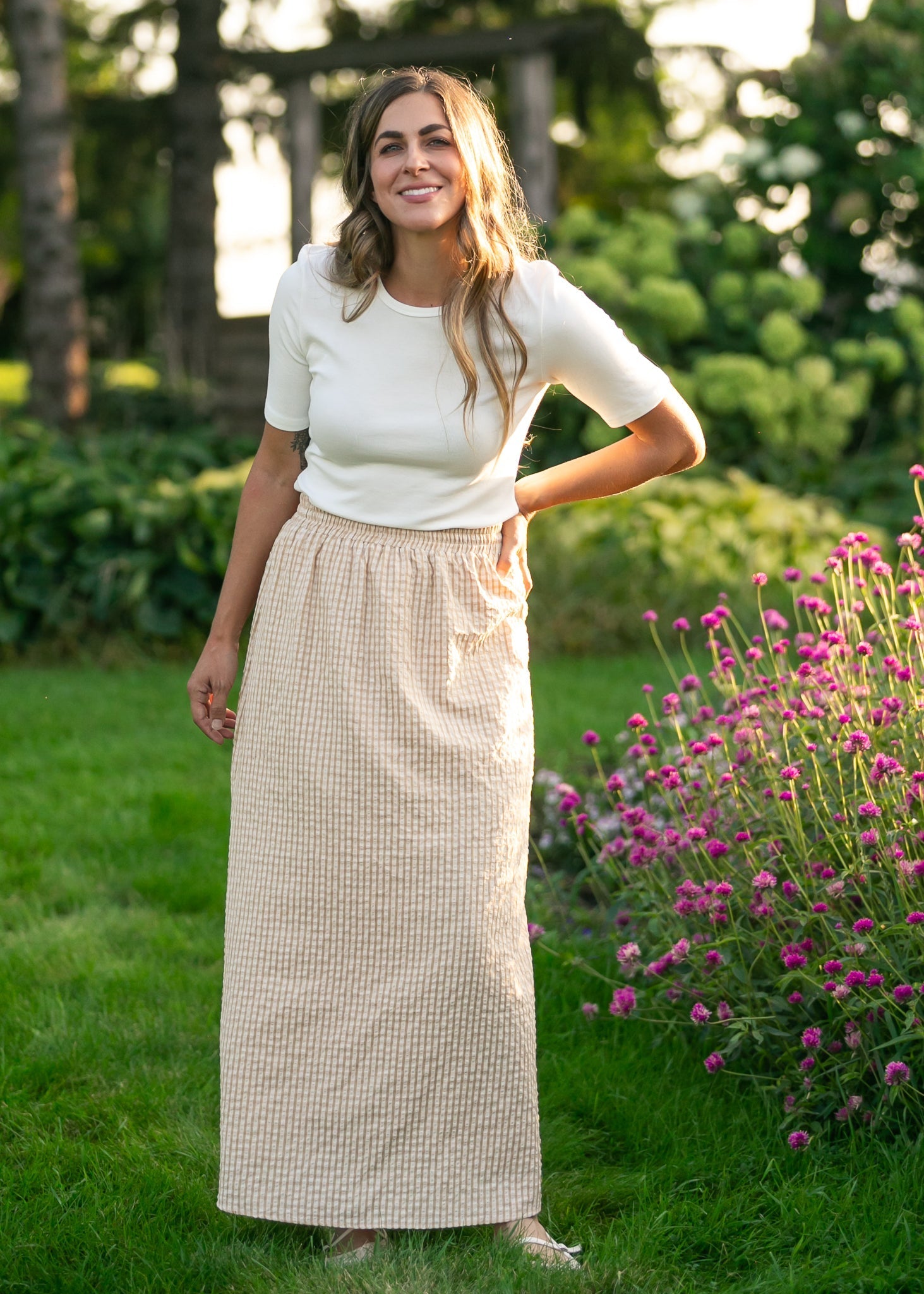Rayne Modern Gingham Maxi Skirt | Cotton A-Line