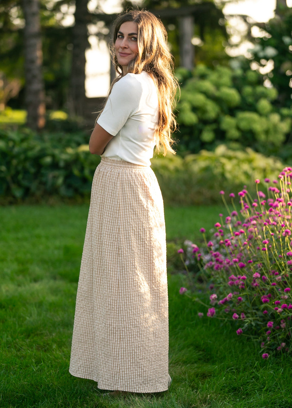 Rayne Modern Gingham Maxi Skirt | Cotton A-Line