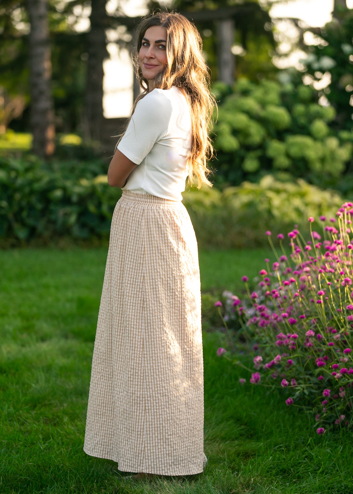 Rayne Modern Gingham Maxi Skirt | Cotton A-Line