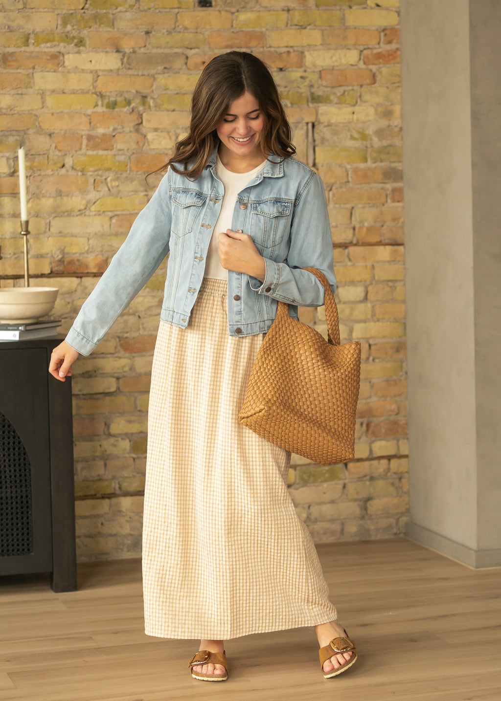 Rayne Modern Gingham Maxi Skirt | Cotton A-Line