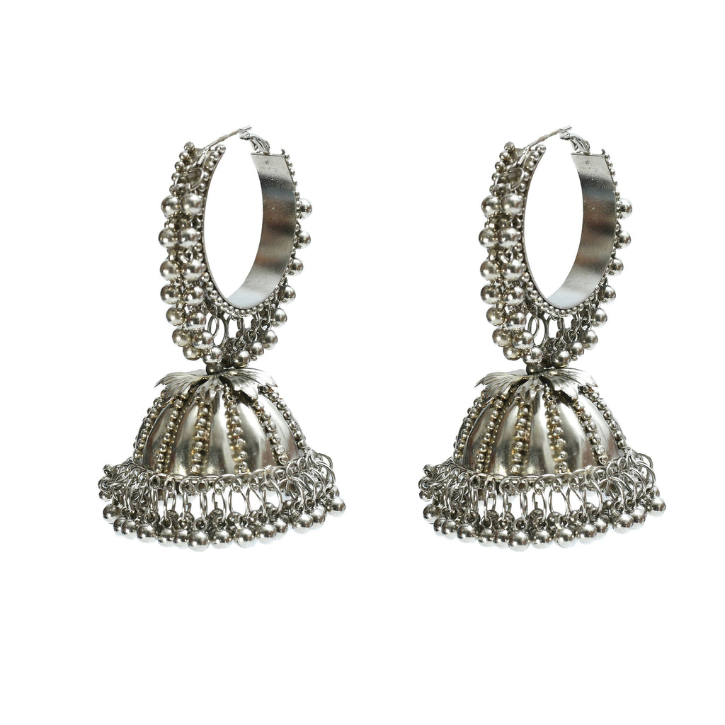 Oxidised Silver-Plated Brass Ghungroo Long Necklace with Earrings