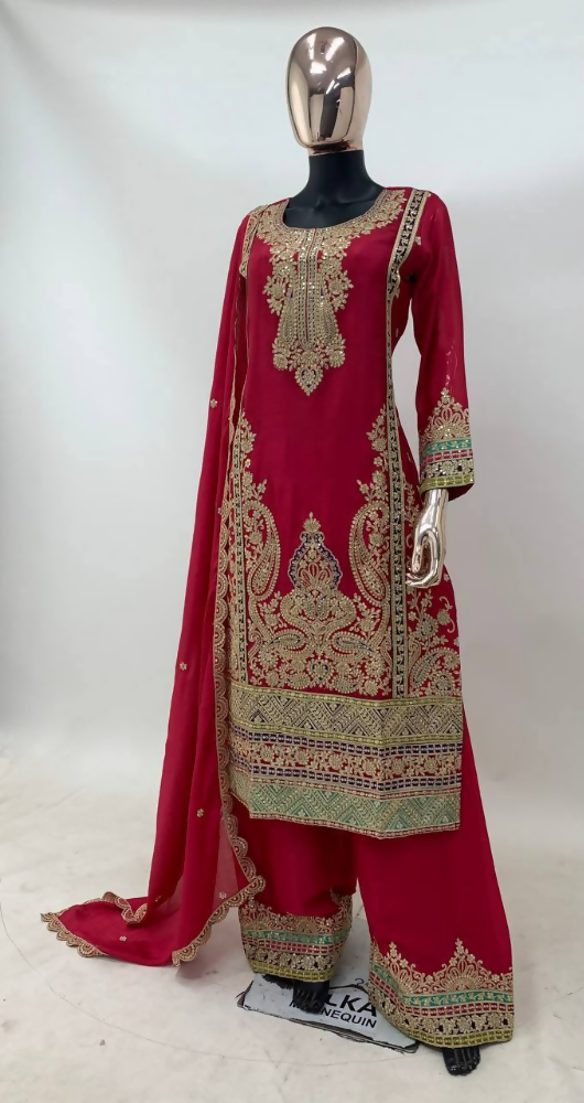 Pink Chinon Embroidered Salwar Kameez with Sequin Work