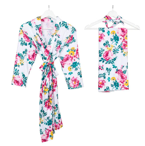 Cotton Maternity Hospital Robe & Baby Set (One Set)