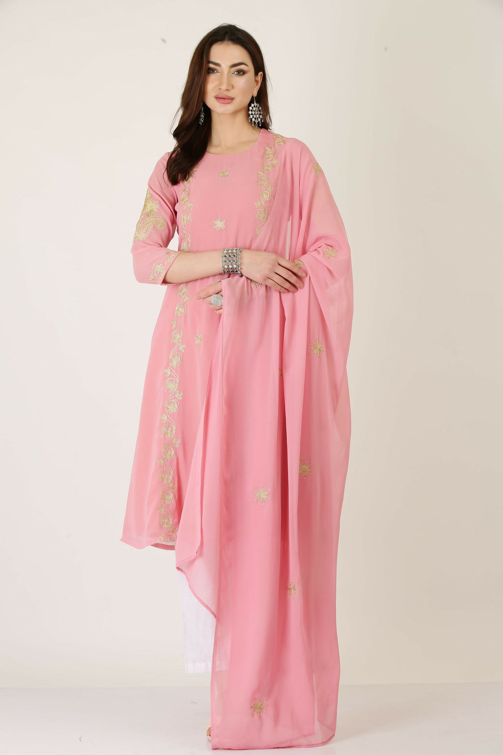 Joban Fashion Pink Georgette Kurta Set