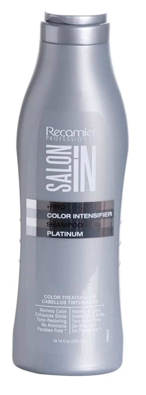 Bottle of Recamier Color Intensifier Purple Shampoo for blonde and bleached hair