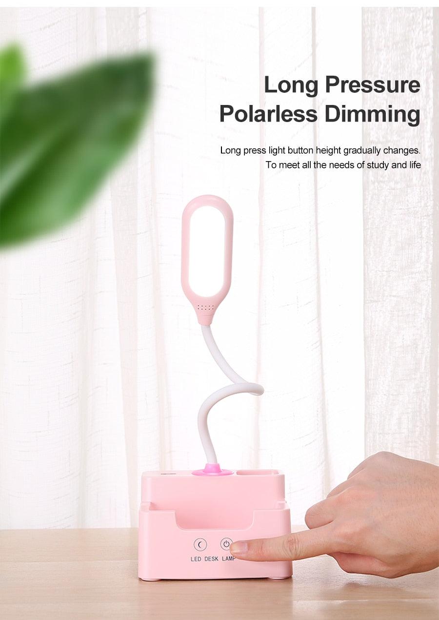 Rechargeable LED Desk Lamp with Cooling Fan and Phone Holder