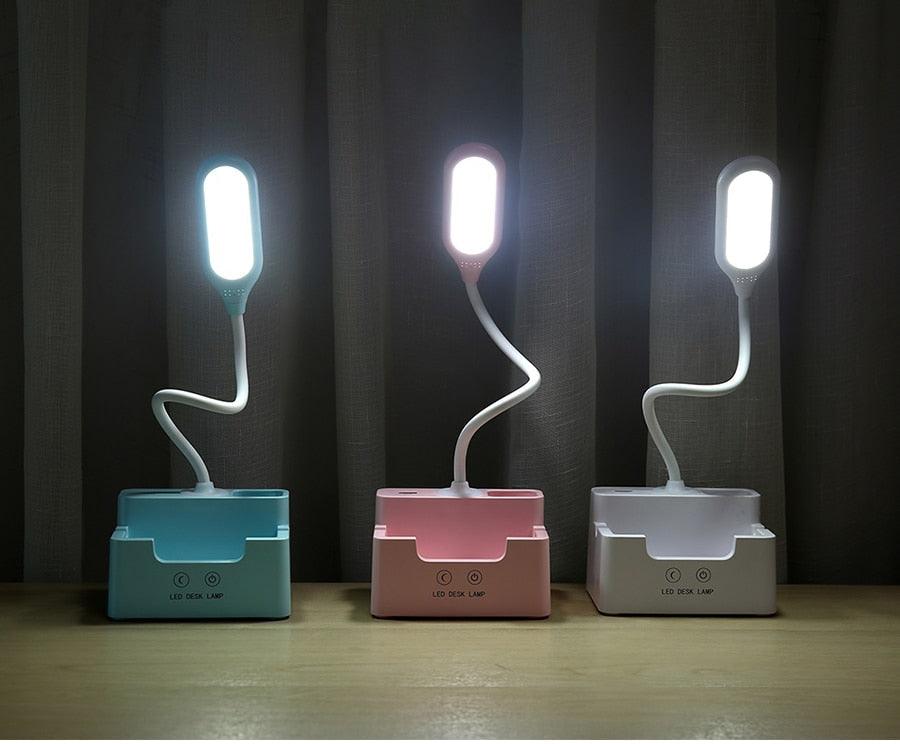 Rechargeable LED Desk Lamp with Cooling Fan and Phone Holder