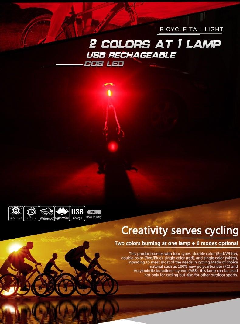 USB Rechargeable LED Bicycle Tail Light - High Intensity Safety