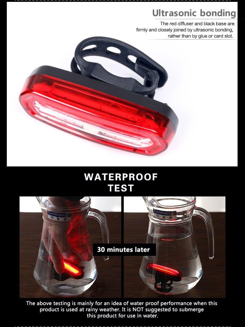 USB Rechargeable LED Bicycle Tail Light - High Intensity Safety