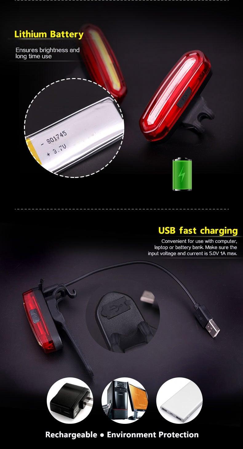 USB Rechargeable LED Bicycle Tail Light - High Intensity Safety