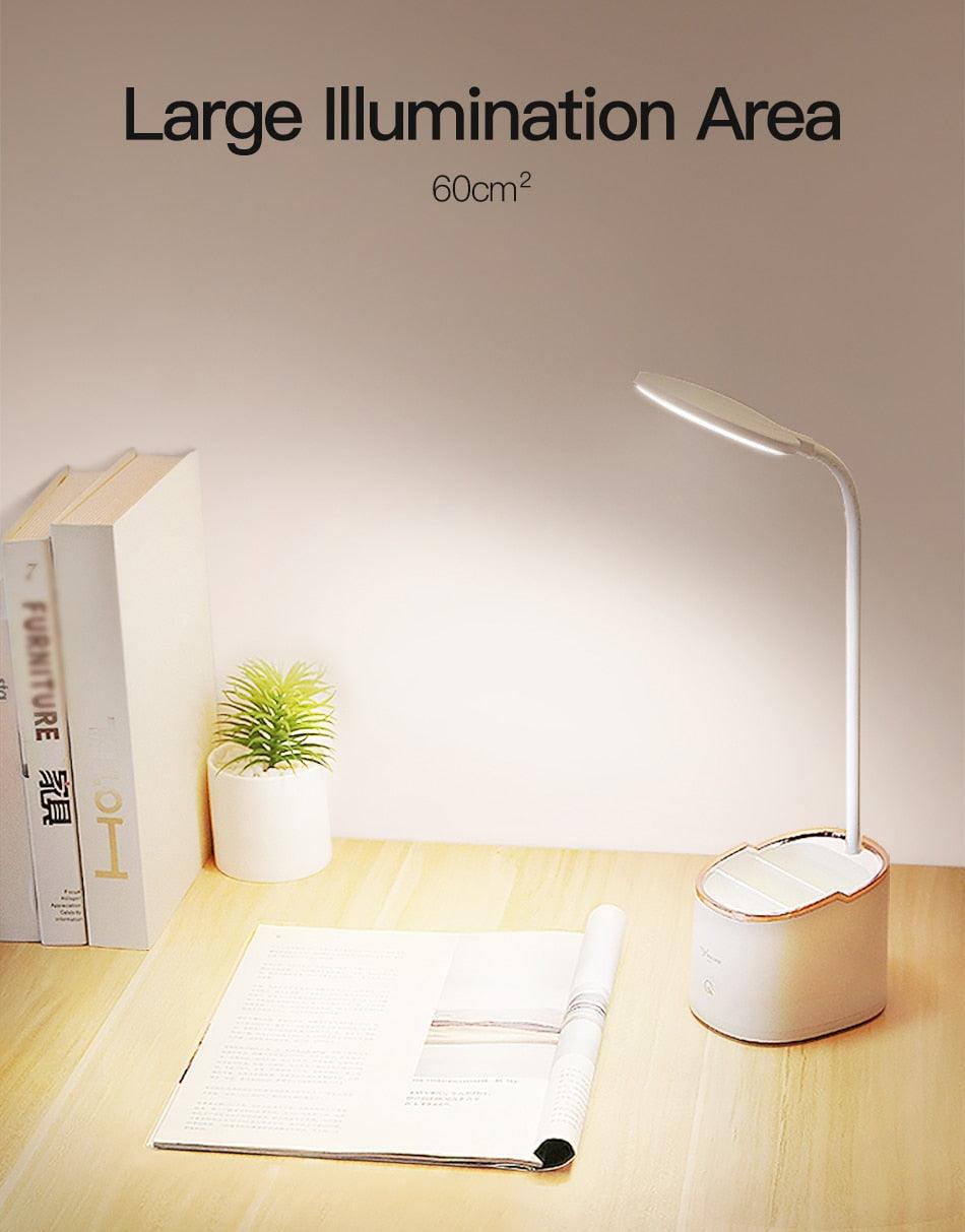 Rechargeable LED Desk Lamp with Pen Holder and Phone Stand