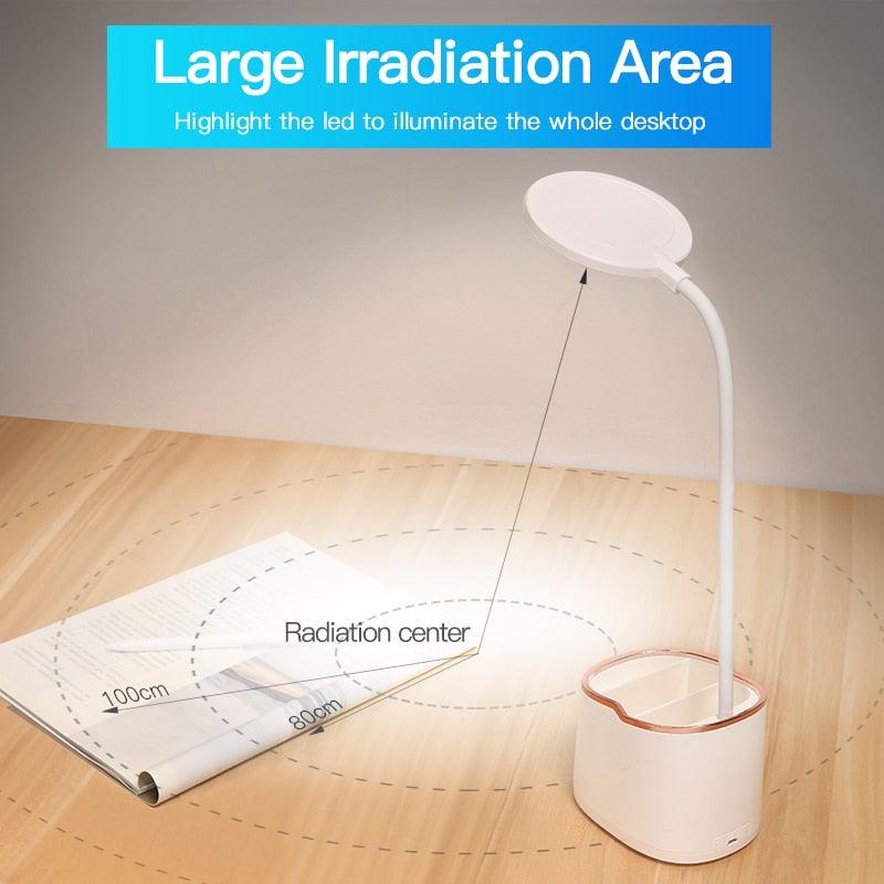 Rechargeable LED Desk Lamp with Pen Holder and Phone Stand
