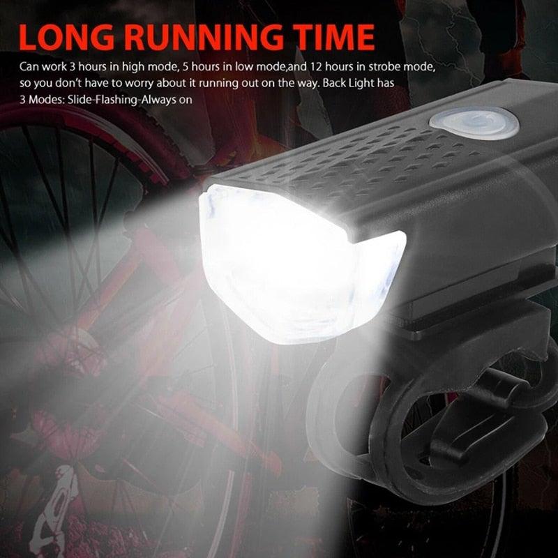 Rechargeable USB LED Bike Light Set Front and Rear Safety Lamp