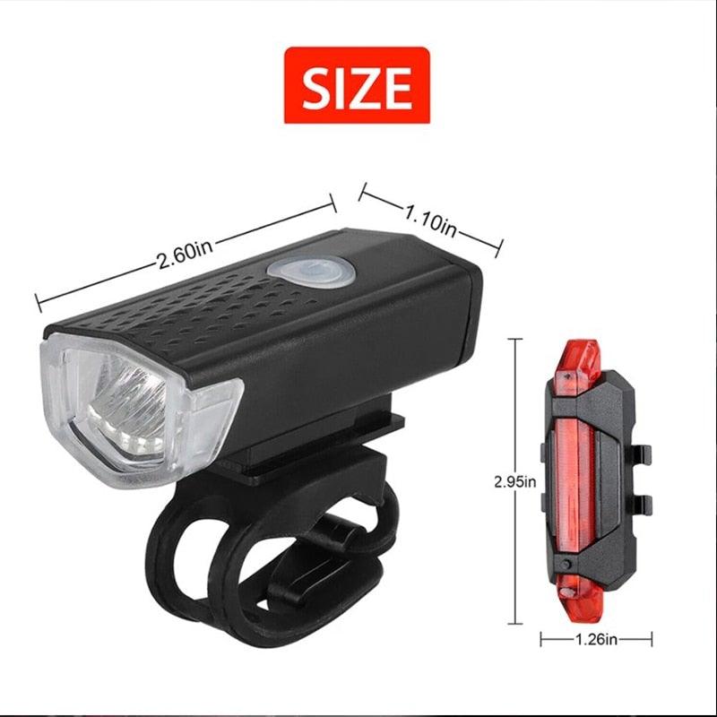 Rechargeable USB LED Bike Light Set Front and Rear Safety Lamp