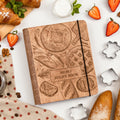 Brown wood-covered recipe book for bread and pastry recipes